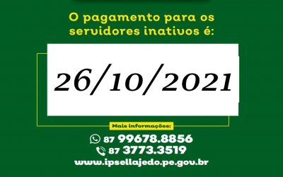 Pagamento dos Beneficiários em Outubro/2021